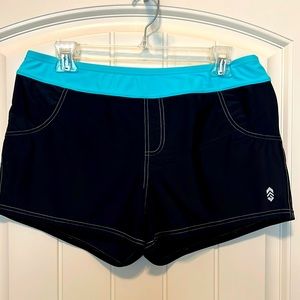 Black & Turquoise Swim Shorts